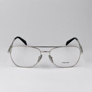 Prada PRB50V Eyeglasses – Silver Rectangle Frame | Model 1BC1O1